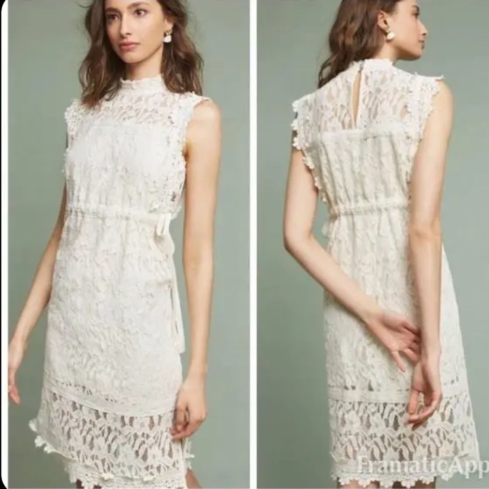 Anthropologie Eri+Ali‎ Ivory Lace Orla Dress Sz. M